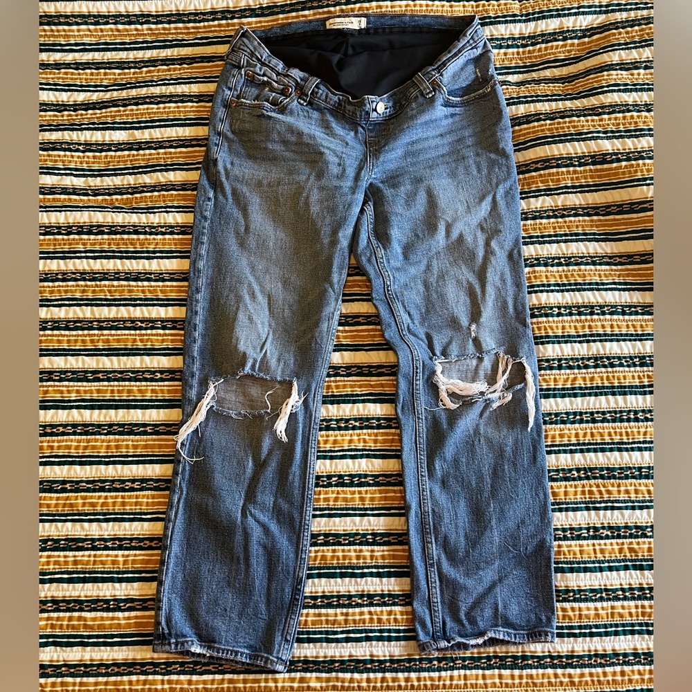 Abercrombie and Fitch The Ankle Straight Distressed Maternity Jeans